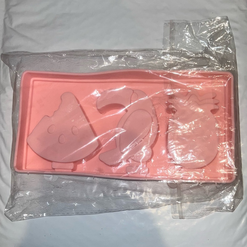 Silicone Popsicle mold set. Toucan, pineapple, and watermelon design.